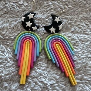 NWOT Made By A Unicorn rainbow Polymer Clay Earrings